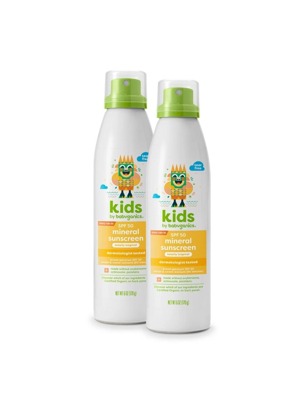 Babyganics Kids Sunscreen Continuous Spray SPF 50 - Totally Tropical Scent, 6oz